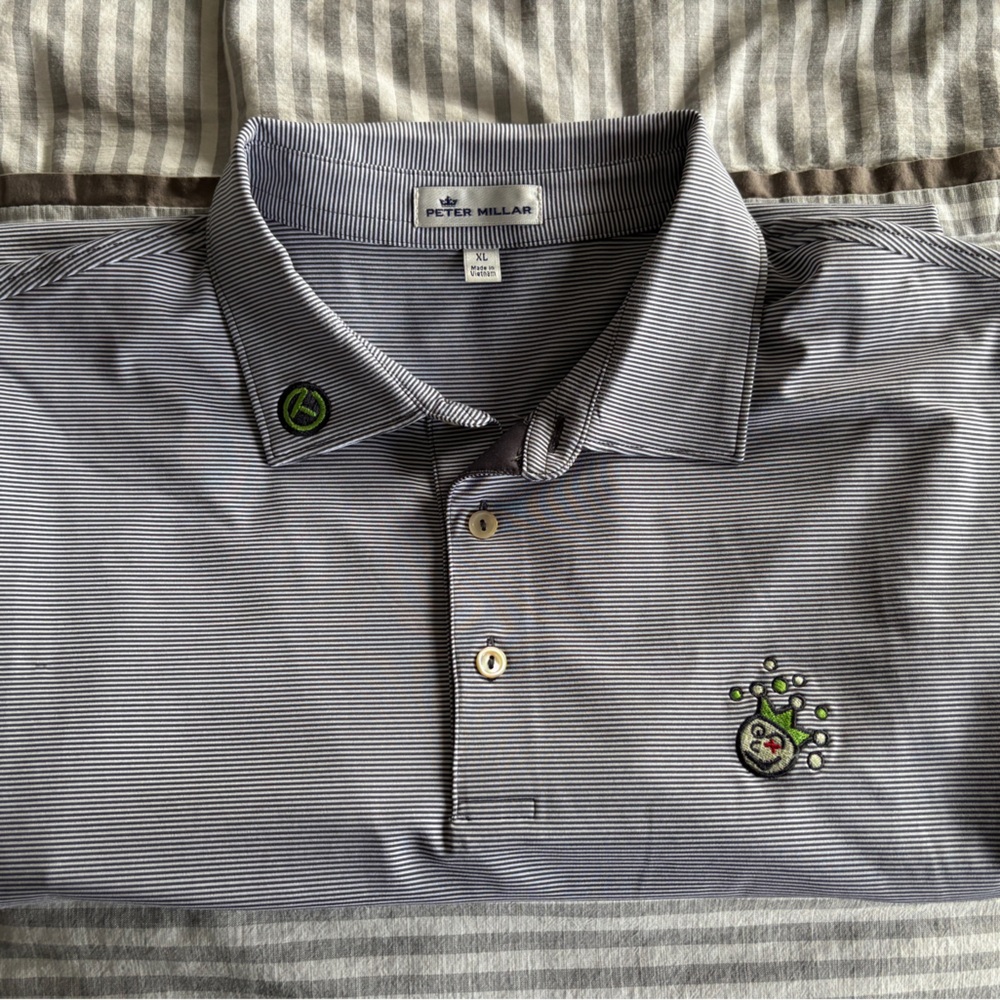 Peter Millar Gray Striped Polo Shirt